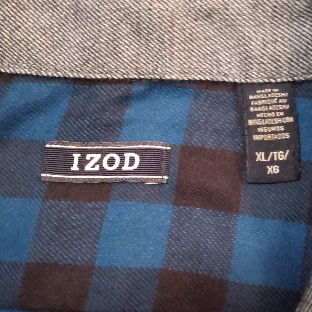 Izod Blue Flannel Button Down Shirt -Size XL Extra Large - Picture 4 of 4